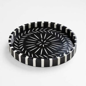 Designer Resin Round Tray- Black & White