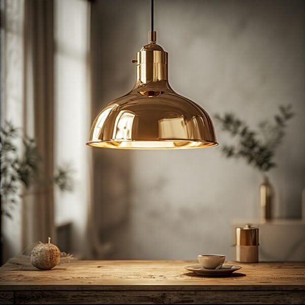 wooden gold metal hanging lamp