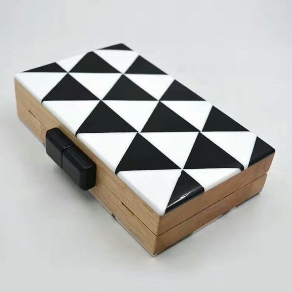Resin Inlaid Wooden Clutch Evening Bag