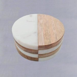 Wood and Marble Coasters Set