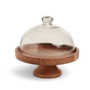 Wooden Cake Stand with Glass Lid | Decors Agency