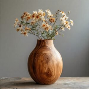 unique wooden vase by decors agency